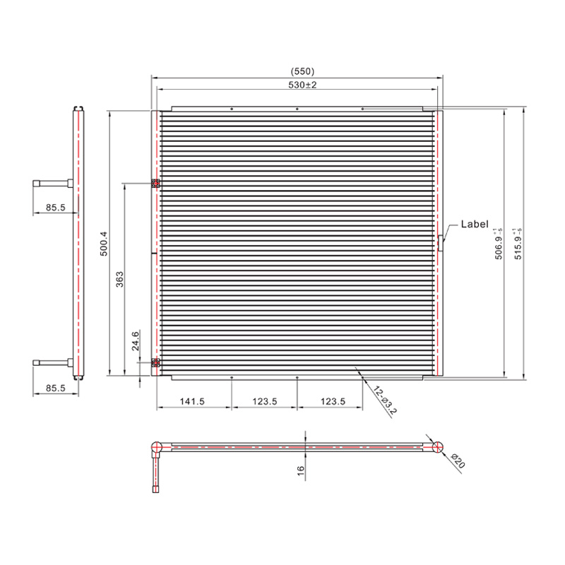 SC-1300 550*515,9 mm Bil/HVAC mikrokanal kondensatorspole Mikrokanalvarmeveksler